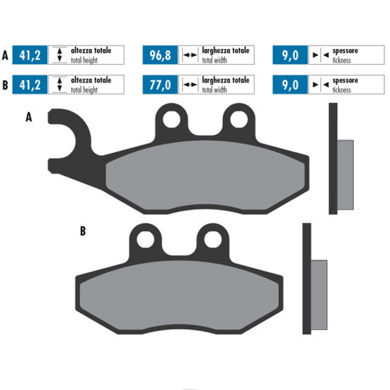 POLINI Vespa Front Brake Pads GTS125-300 (2005-Onwards), Fly50-125 (2006-Onwards), Runner 125-180 (-2016), FX/FXR/VX/VXR 125-180-200, SP50, Fuoco 500, Nexus,  Beverley 125-400